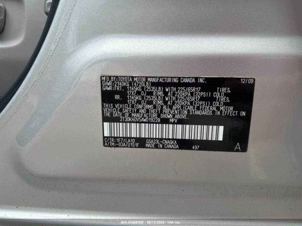 2T3DK4DV5AW019228 2010 TOYOTA RAV4 photo no. 9