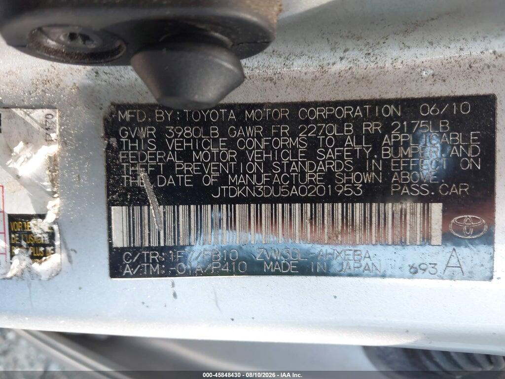 JTDKN3DU5A0201953 2010 TOYOTA PRIUS photo no. 9