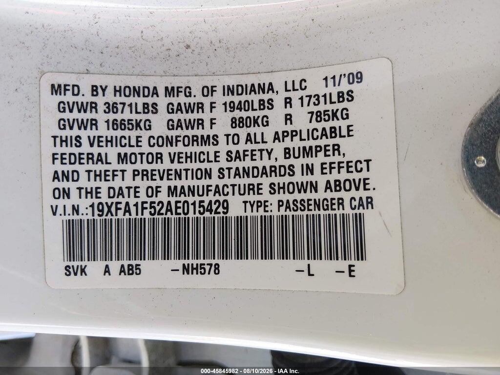 19XFA1F52AE015429 2010 HONDA CIVIC photo no. 9