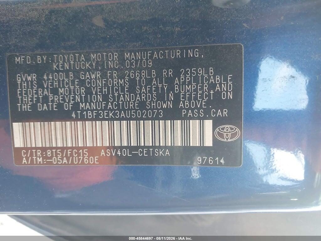 4T1BF3EK3AU502073 2010 TOYOTA CAMRY photo no. 9