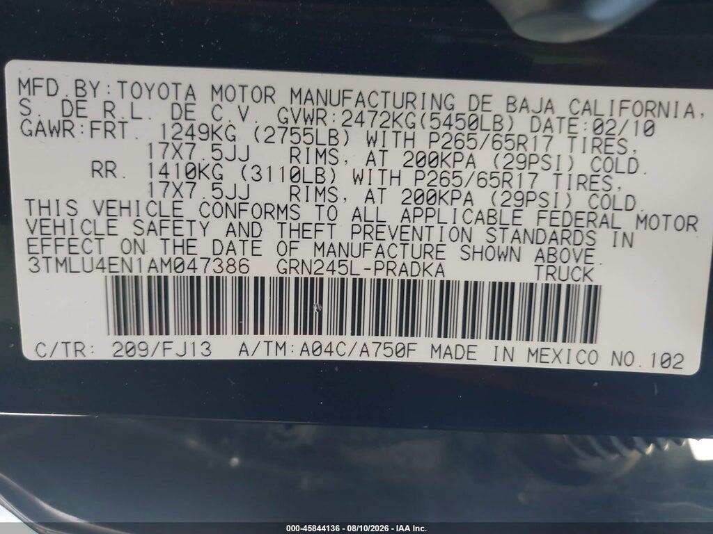 3TMLU4EN1AM047386 2010 TOYOTA TACOMA photo no. 9