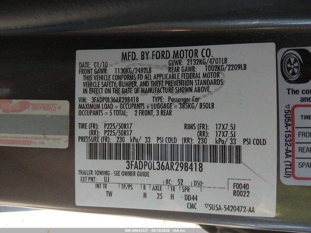 3FADP0L36AR298418 2010 FORD FUSION HYBRID photo no. 9