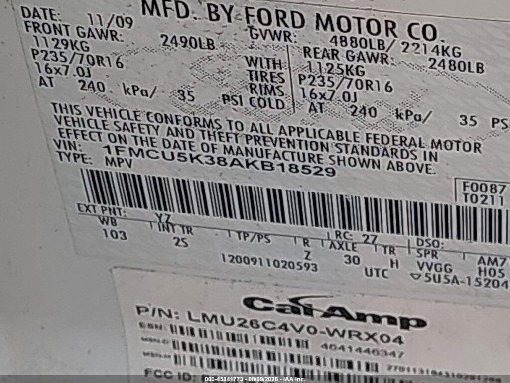 1FMCU5K38AKB18529 2010 FORD ESCAPE HYBRID photo no. 9
