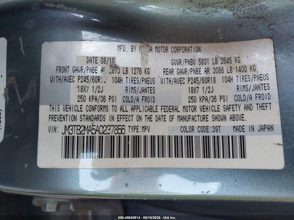JM3TB2MA5A0237856 2010 MAZDA CX-9 photo no. 9
