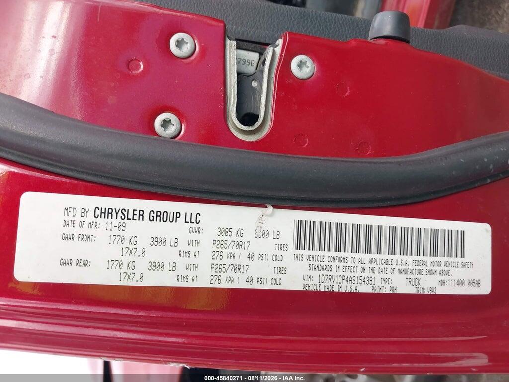 1D7RV1CP4AS154391 2010 DODGE RAM 1500 photo no. 9