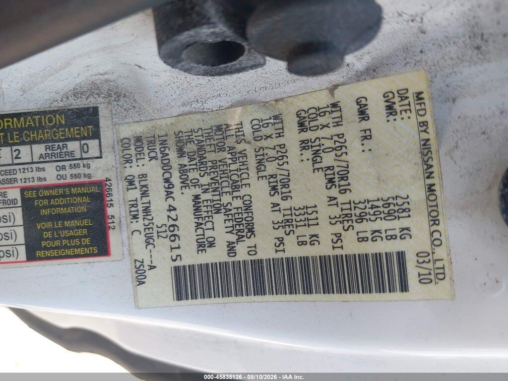 1N6AD0CW9AC426615 2010 NISSAN FRONTIER photo no. 9