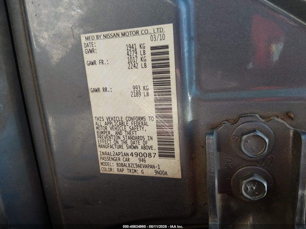 1N4AL2AP1AN490087 2010 NISSAN ALTIMA photo no. 9