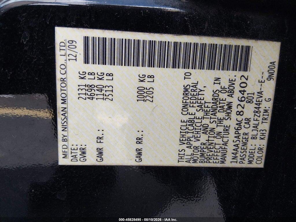 1N4AA5AP6AC826402 2010 NISSAN MAXIMA photo no. 9