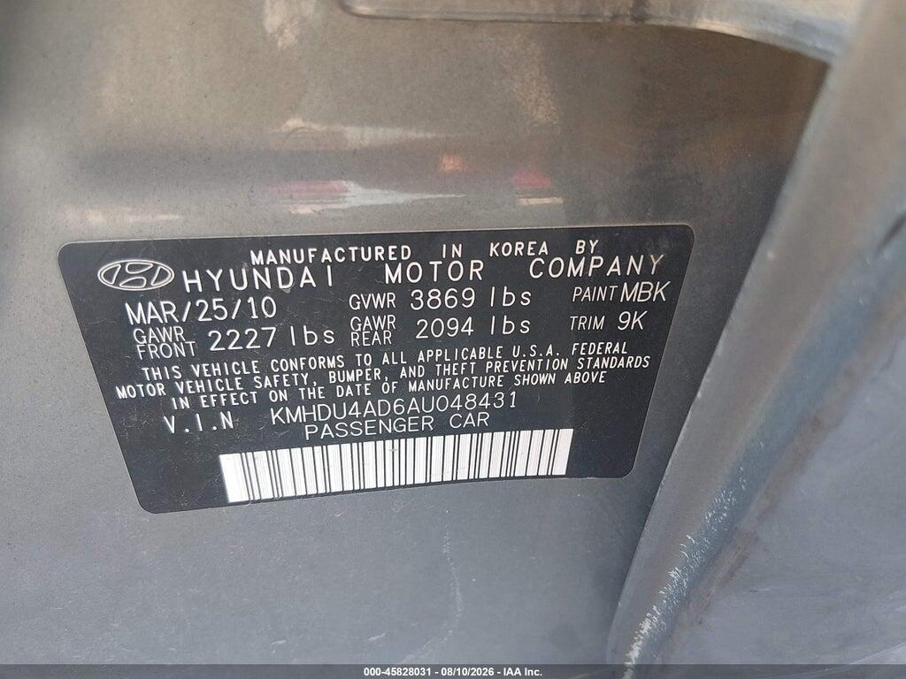 KMHDU4AD6AU048431 2010 HYUNDAI ELANTRA photo no. 9