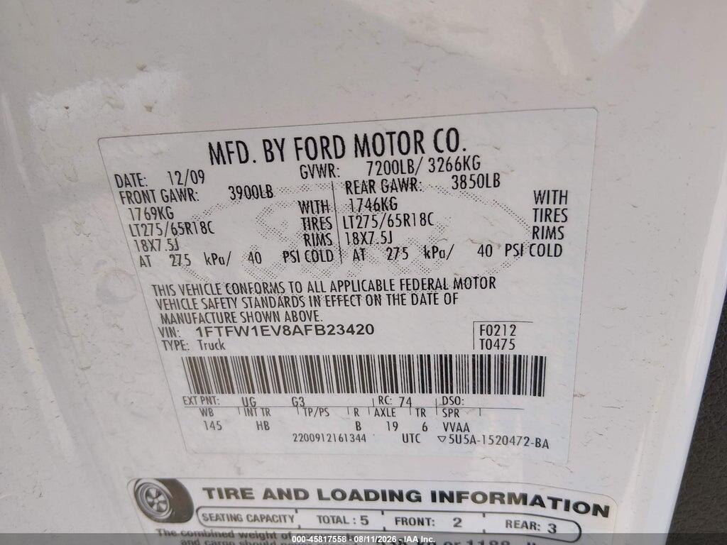 1FTFW1EV8AFB23420 2010 FORD F-150 photo no. 9