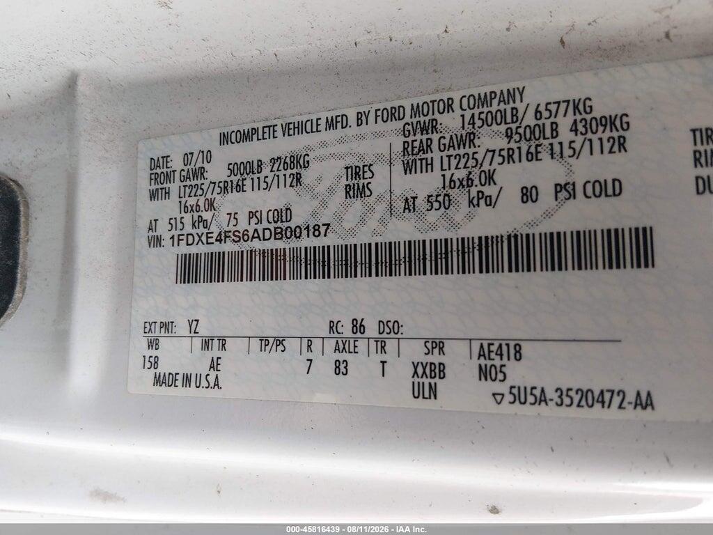 1FDXE4FS6ADB00187 2010 FORD E-450 CUTAWAY photo no. 8