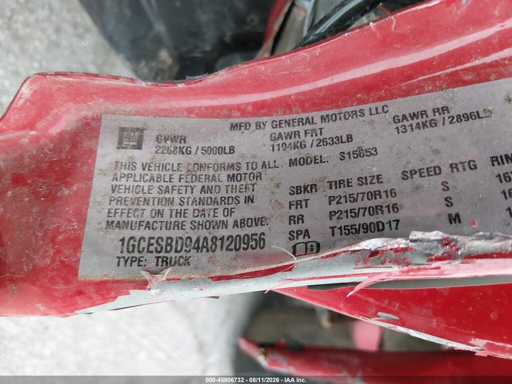 1GCESBD94A8120956 2010 CHEVROLET COLORADO photo no. 9
