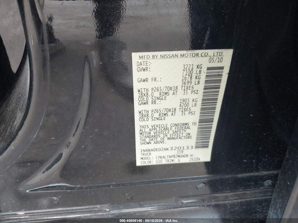 1N6BA0ED2AN320133 2010 NISSAN TITAN photo no. 9