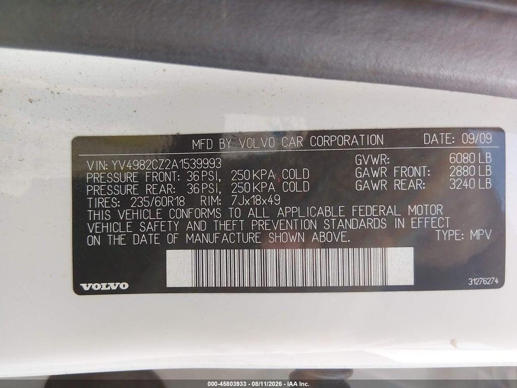 YV4982CZ2A1539993 2010 VOLVO XC90 photo no. 9