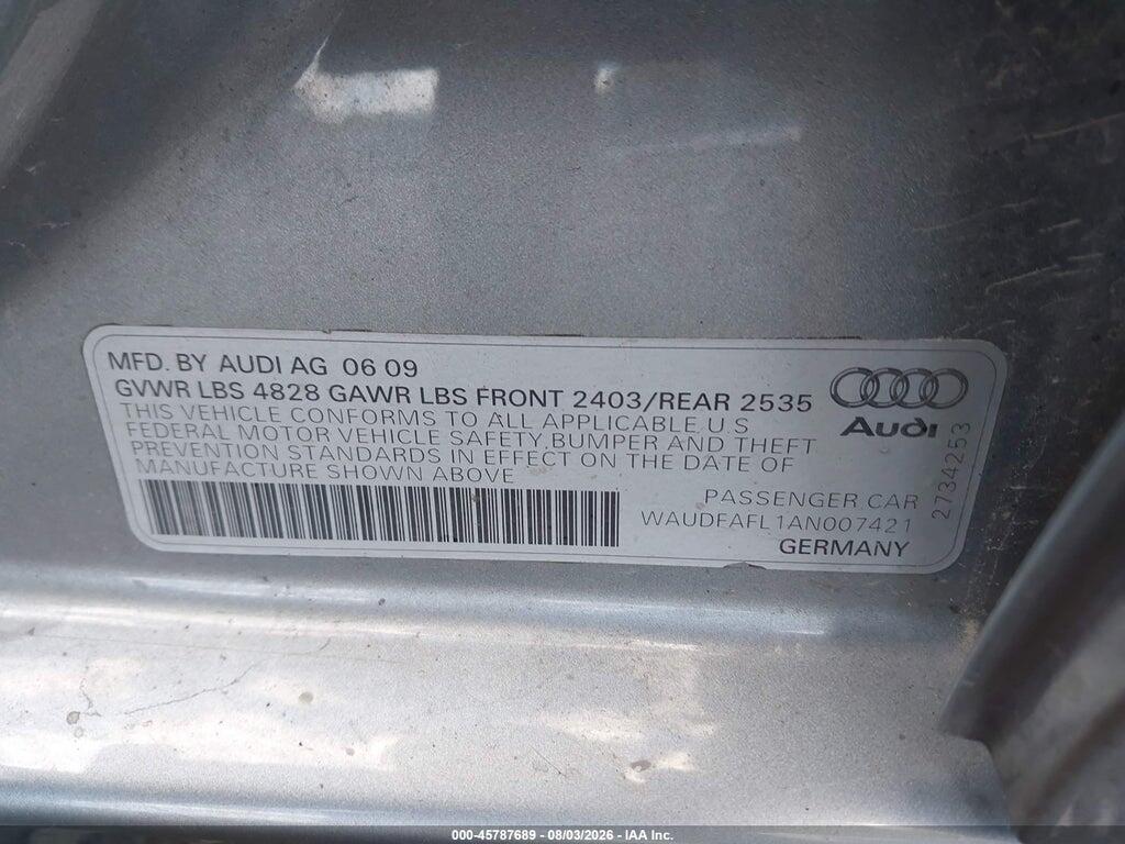 WAUDFAFL1AN007421 2010 AUDI A4 photo no. 9