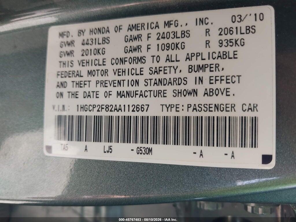 1HGCP2F82AA112667 2010 HONDA ACCORD photo no. 9
