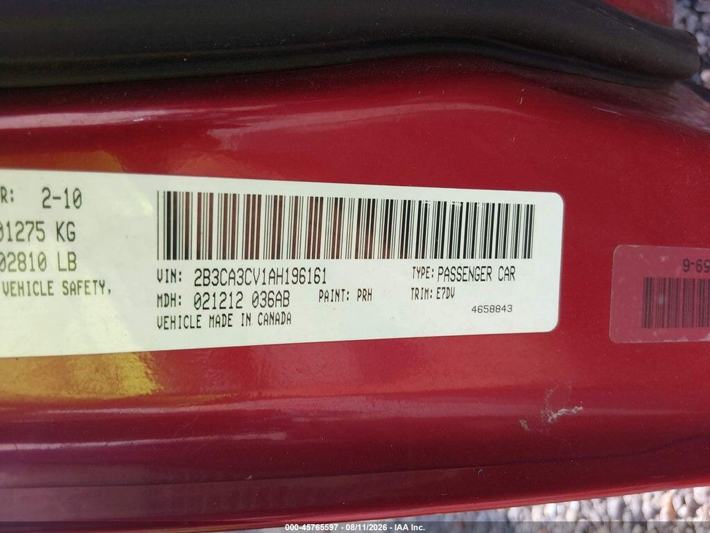 2B3CA3CV1AH196161 2010 DODGE CHARGER photo no. 9