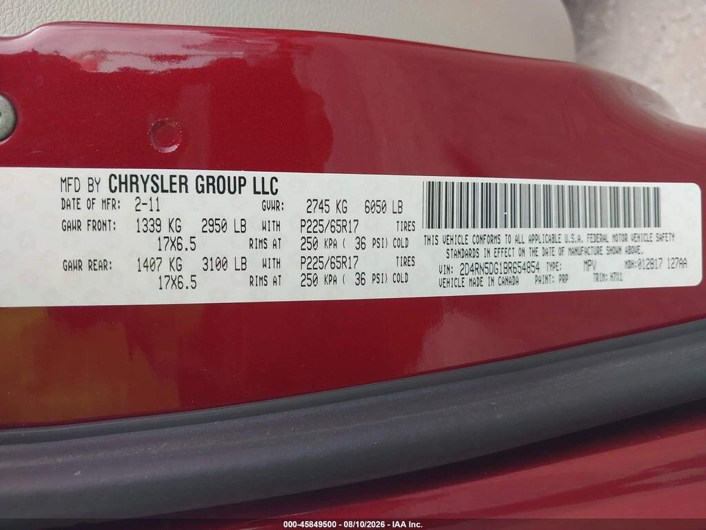 2D4RN5DG1BR654854 2011 DODGE GRAND CARAVAN photo no. 9