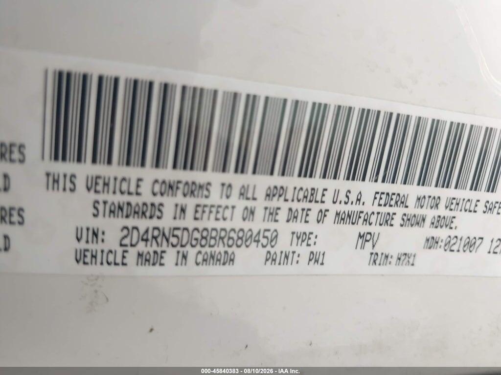 2D4RN5DG8BR680450 2011 DODGE GRAND CARAVAN photo no. 9