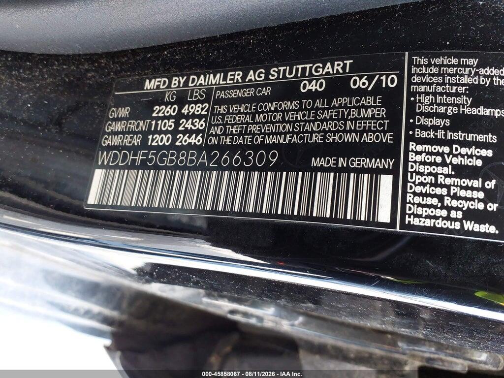 WDDHF5GB8BA266309 2011 MERCEDES-BENZ E 350 photo no. 9