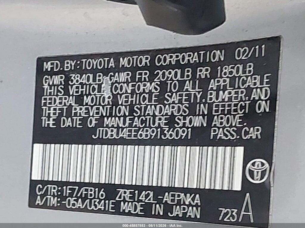 JTDBU4EE6B9136091 2011 TOYOTA COROLLA photo no. 12