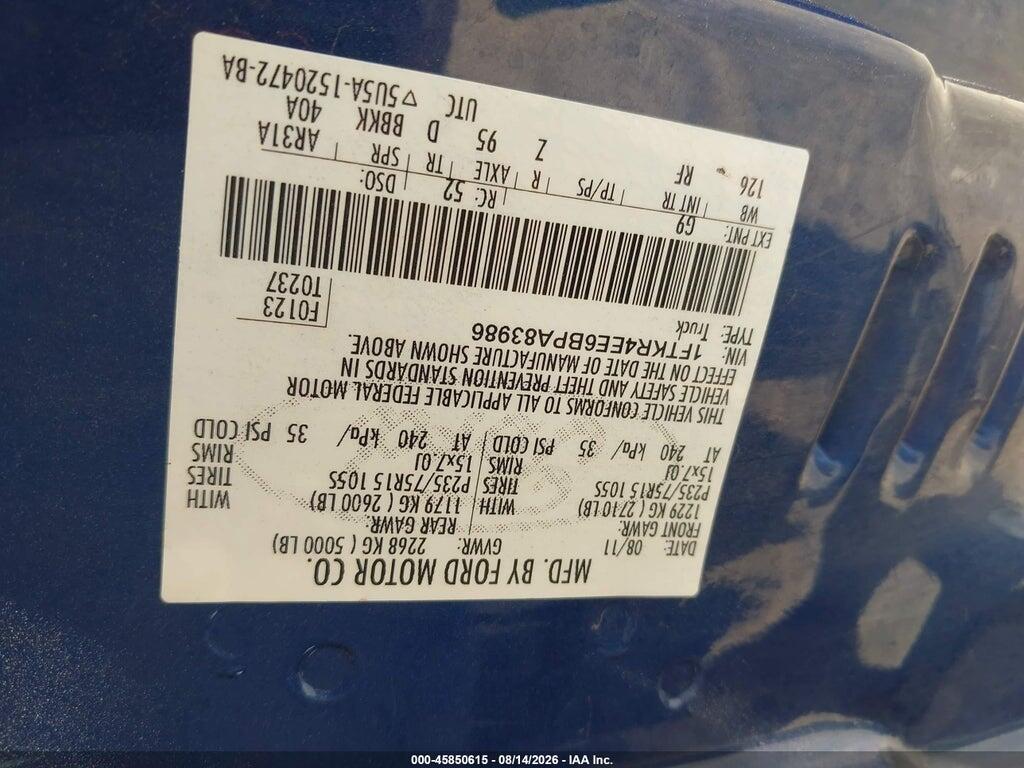1FTKR4EE6BPA83986 2011 FORD RANGER photo no. 9