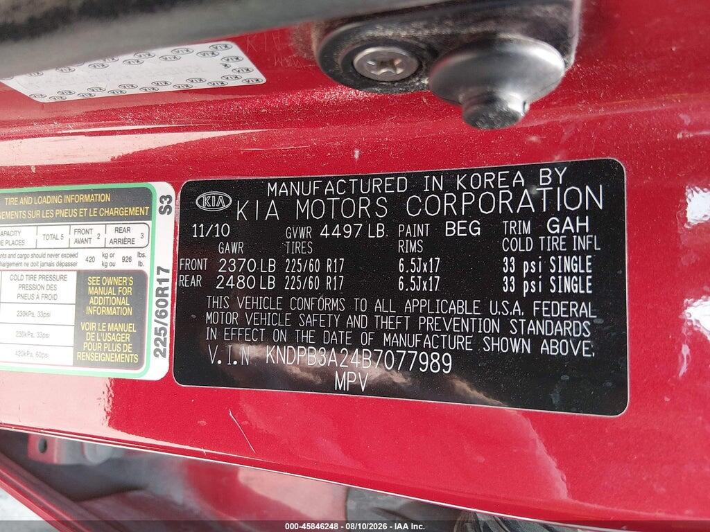 KNDPB3A24B7077989 2011 KIA SPORTAGE photo no. 9