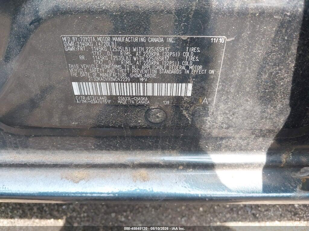 2T3DK4DVXBW042229 2011 TOYOTA RAV4 photo no. 9