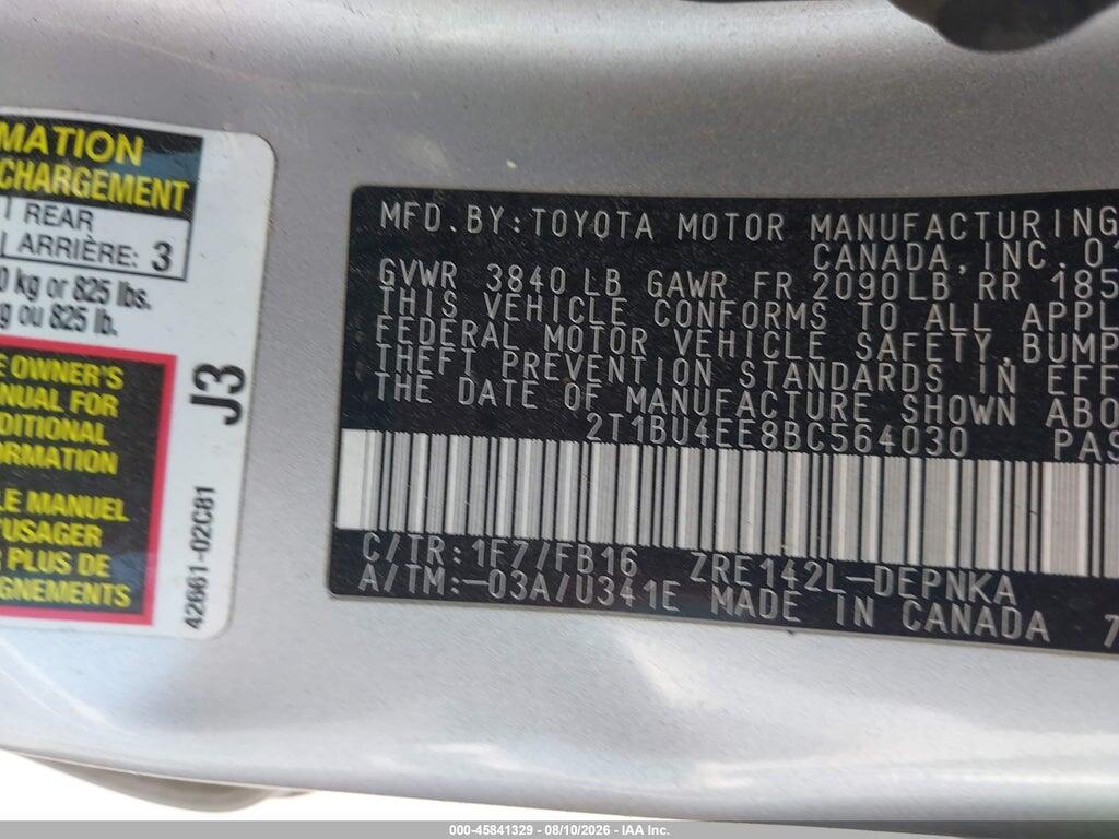 2T1BU4EE8BC564030 2011 TOYOTA COROLLA photo no. 9
