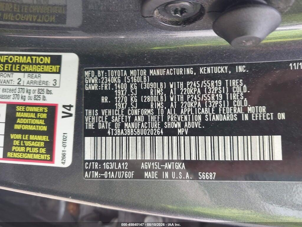 4T3BA3BB5BU020264 2011 TOYOTA VENZA photo no. 9