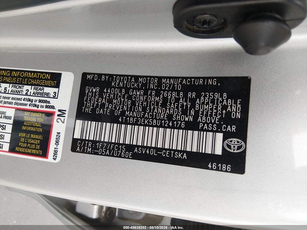 4T1BF3EK5BU124176 2011 TOYOTA CAMRY photo no. 9