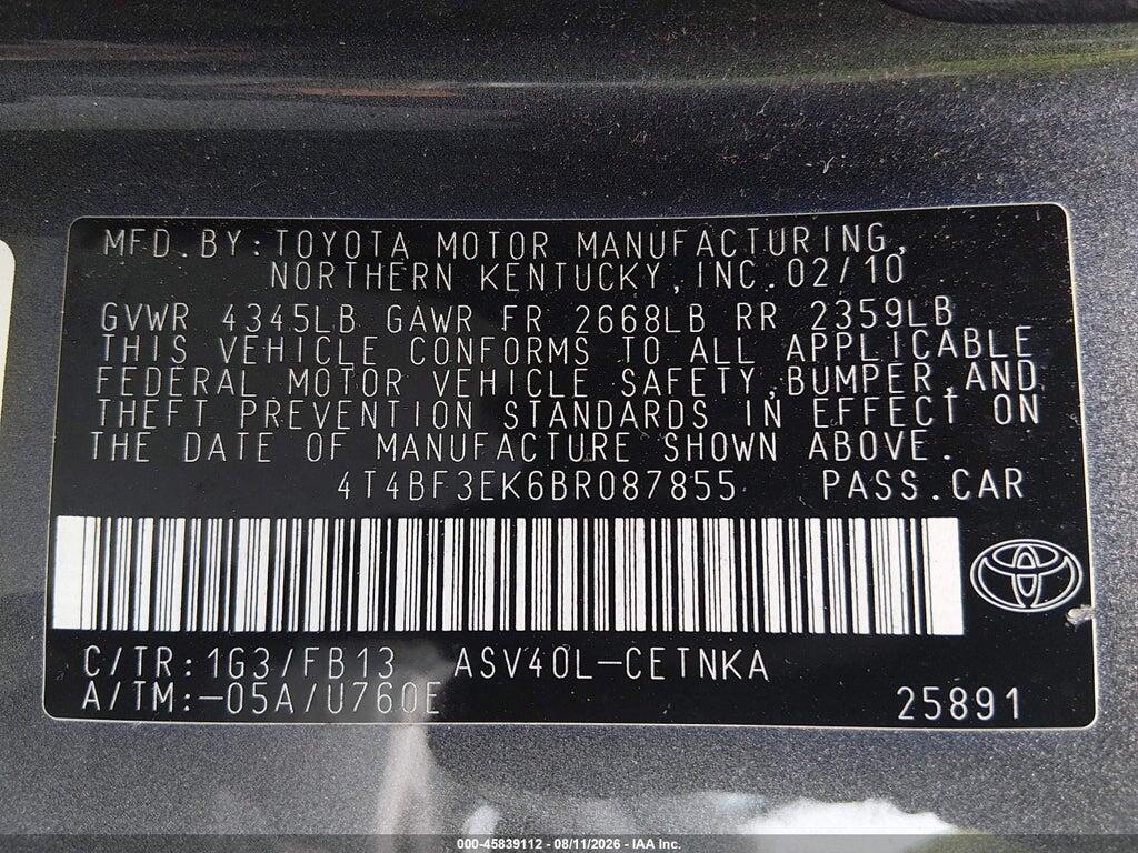 4T4BF3EK6BR087855 2011 TOYOTA CAMRY photo no. 9
