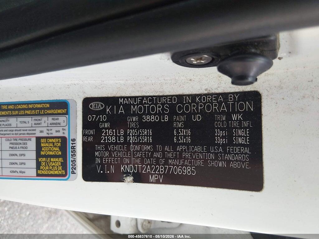 KNDJT2A22B7706985 2011 KIA SOUL photo no. 9