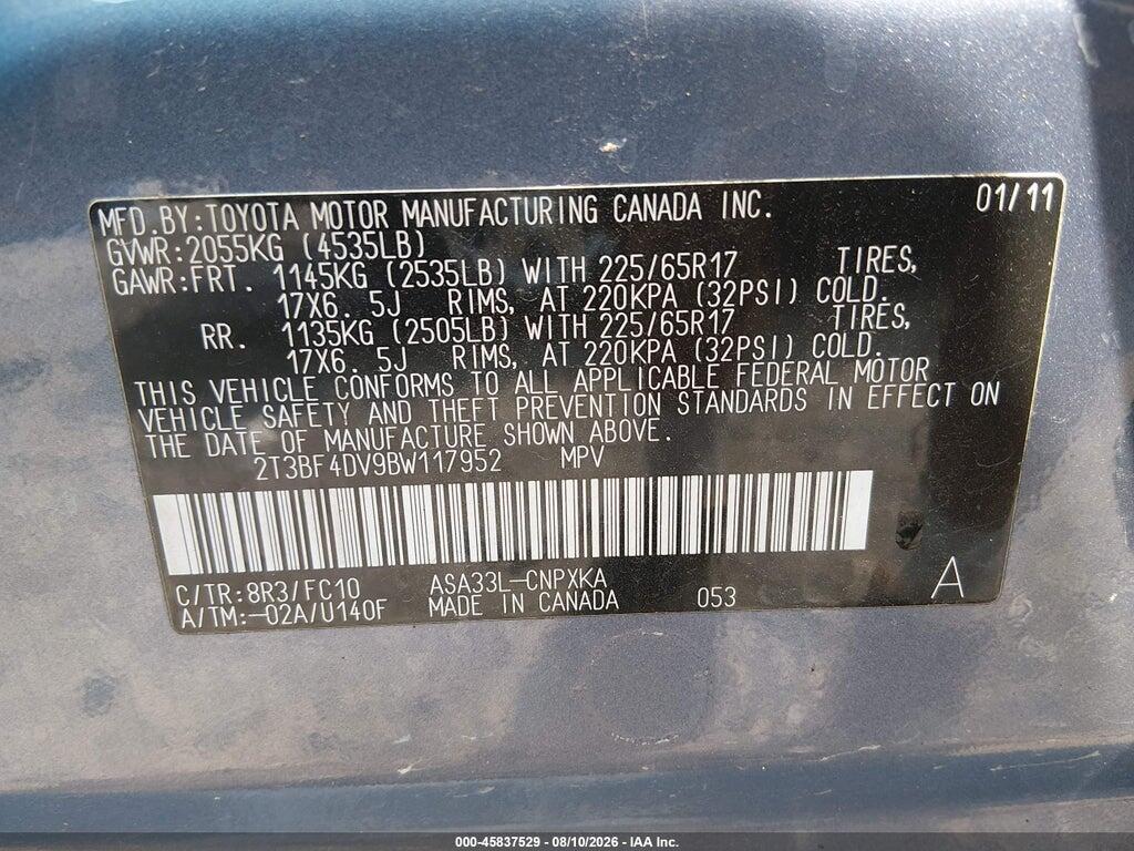 2T3BF4DV9BW117952 2011 TOYOTA RAV4 photo no. 9