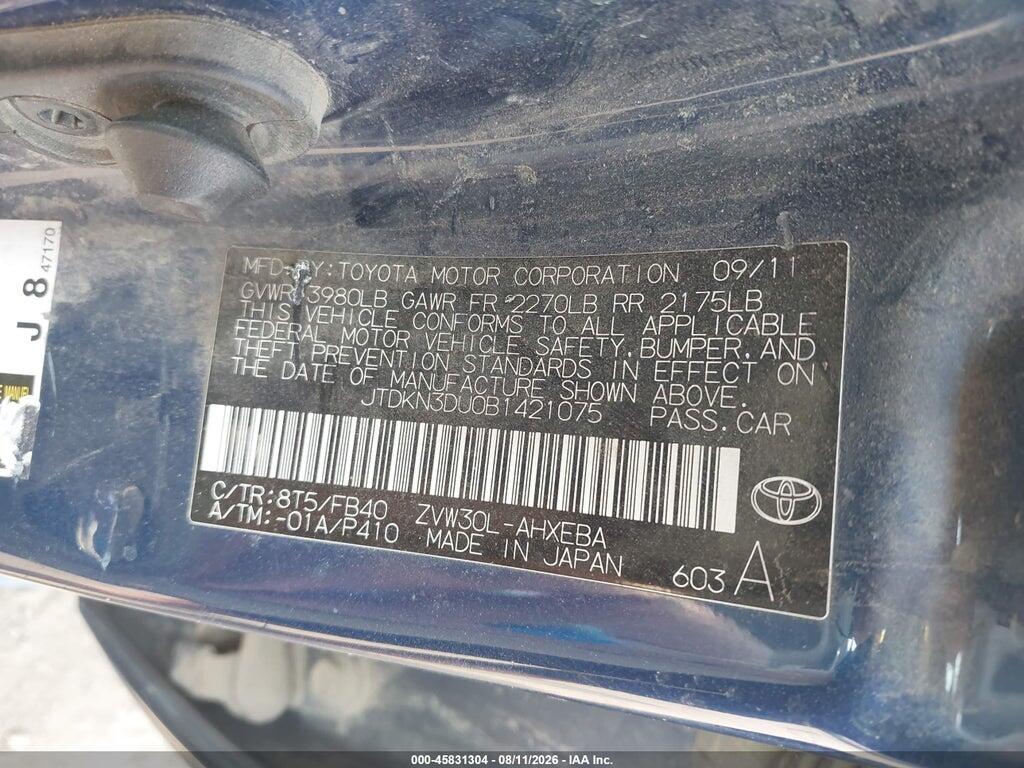 JTDKN3DU0B1421075 2011 TOYOTA PRIUS photo no. 9