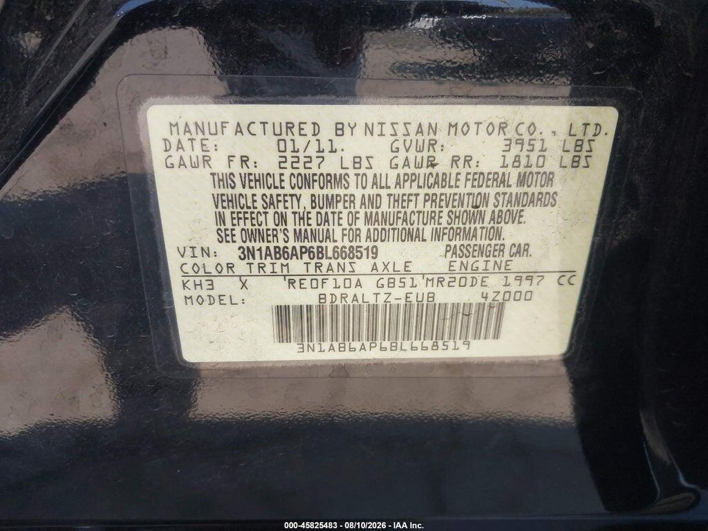 3N1AB6AP6BL668519 2011 NISSAN SENTRA photo no. 9