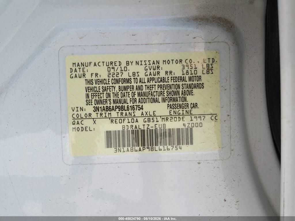 3N1AB6AP9BL616754 2011 NISSAN SENTRA photo no. 9