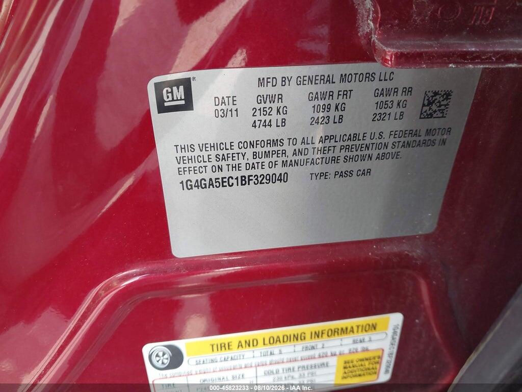 1G4GA5EC1BF329040 2011 BUICK LACROSSE photo no. 9
