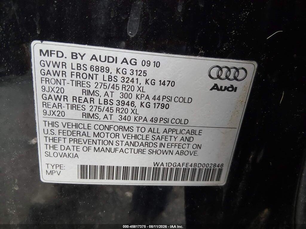 WA1DGAFE4BD002846 2011 AUDI Q7 photo no. 9