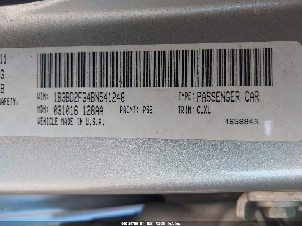 1B3BD2FG4BN541248 2011 DODGE AVENGER photo no. 9