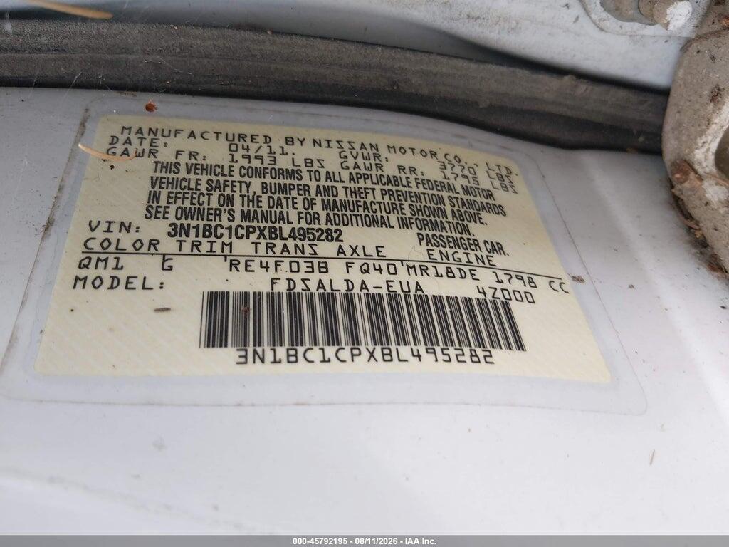 3N1BC1CPXBL495282 2011 NISSAN VERSA photo no. 9