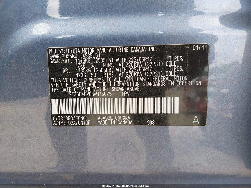 2T3BF4DV8BW115075 2011 TOYOTA RAV4 photo no. 9