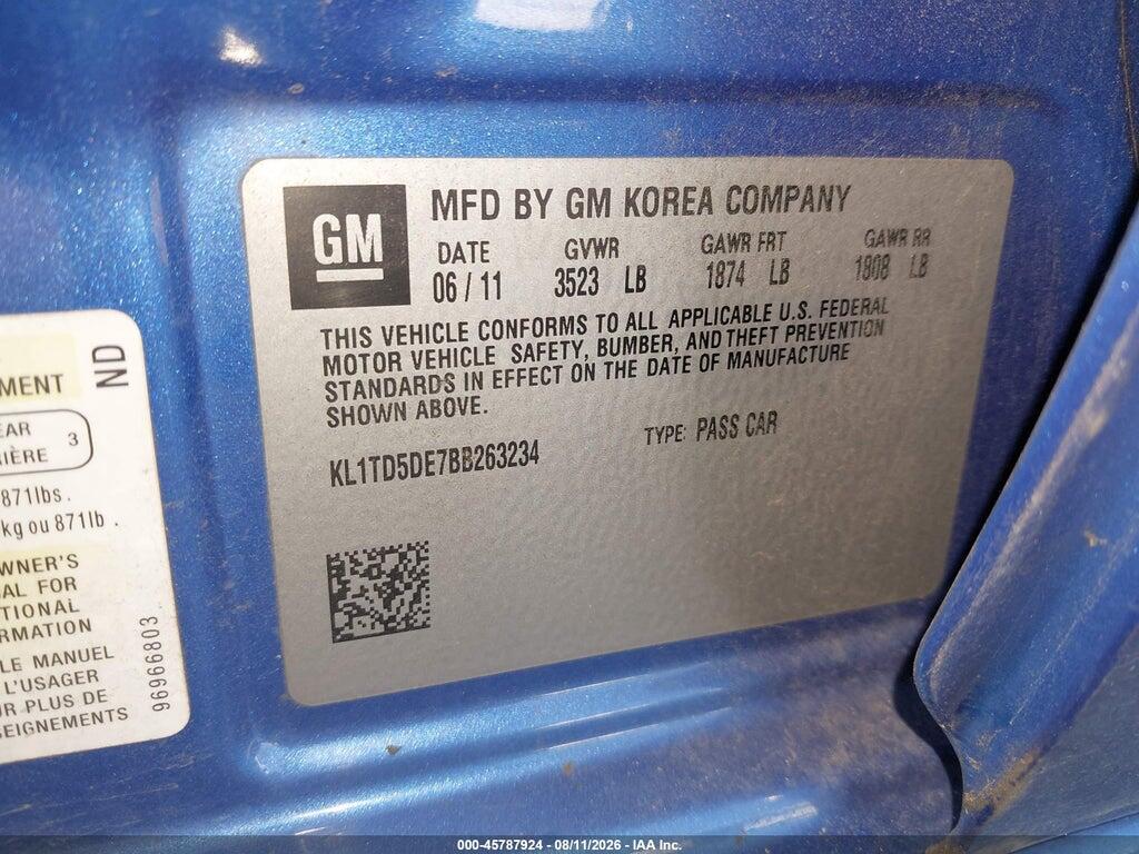 KL1TD5DE7BB263234 2011 CHEVROLET AVEO photo no. 9