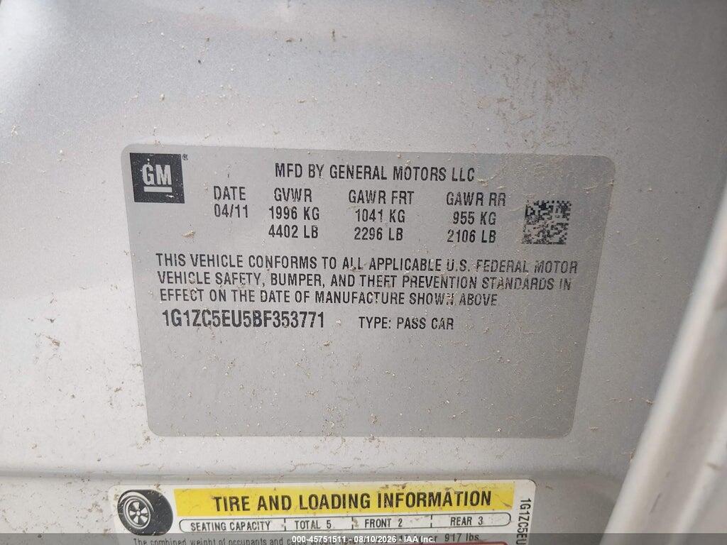 1G1ZC5EU5BF353771 2011 CHEVROLET MALIBU photo no. 9
