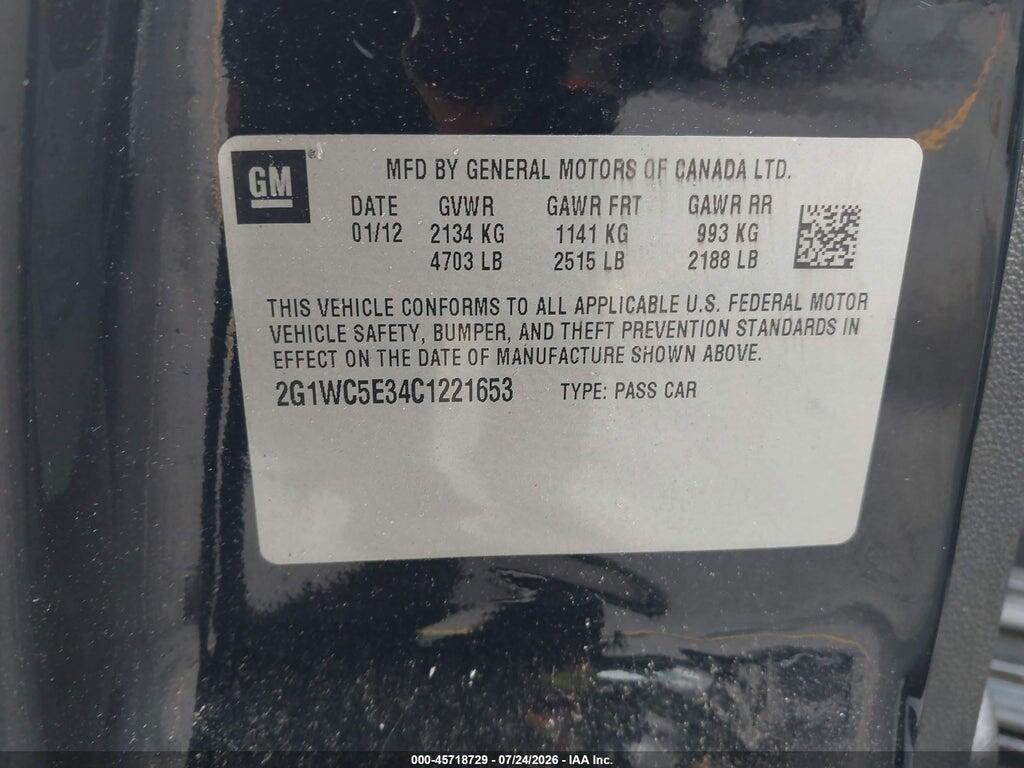 2G1WC5E34C1221653 2012 CHEVROLET IMPALA photo no. 9