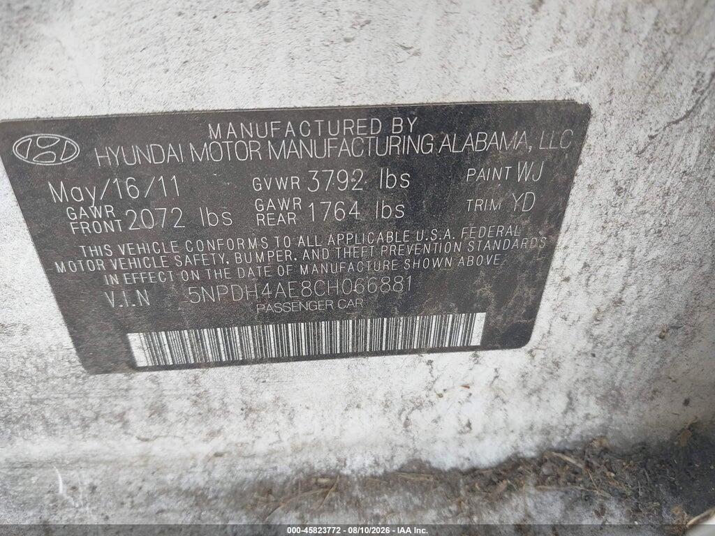 5NPDH4AE8CH066881 2012 HYUNDAI ELANTRA photo no. 9