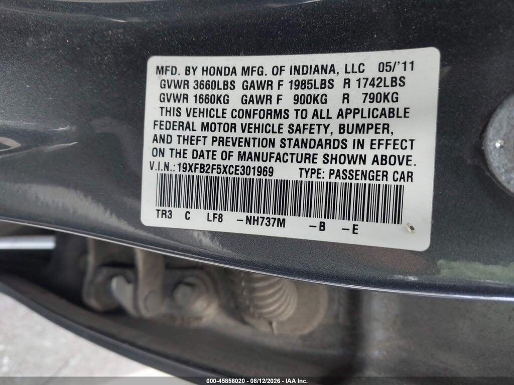 19XFB2F5XCE301969 2012 HONDA CIVIC photo no. 9