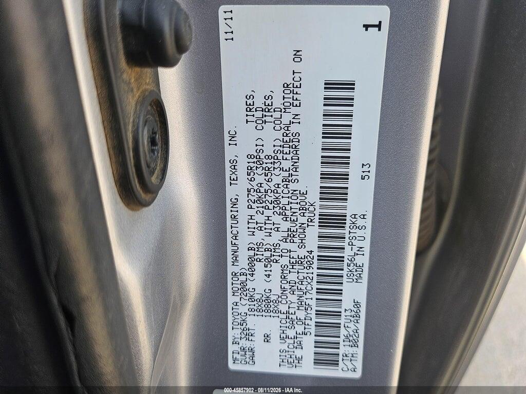 5TFDY5F17CX219024 2012 TOYOTA TUNDRA photo no. 9