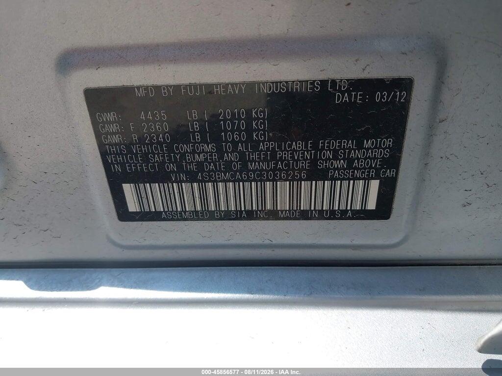 4S3BMCA69C3036256 2012 SUBARU LEGACY photo no. 9