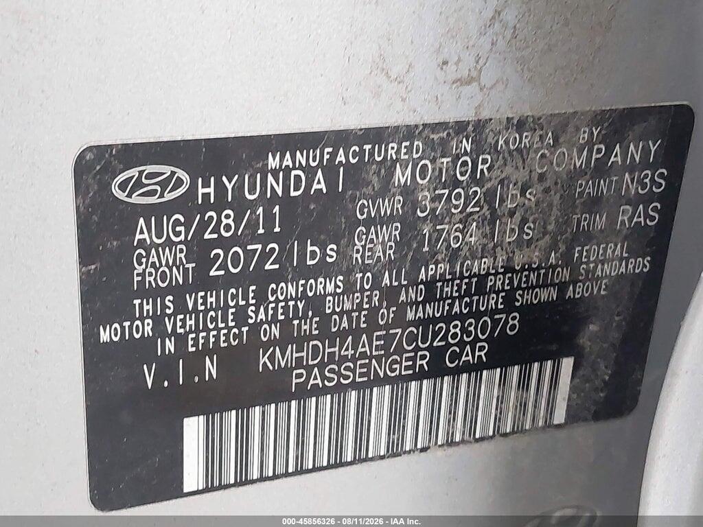 KMHDH4AE7CU283078 2012 HYUNDAI ELANTRA photo no. 9